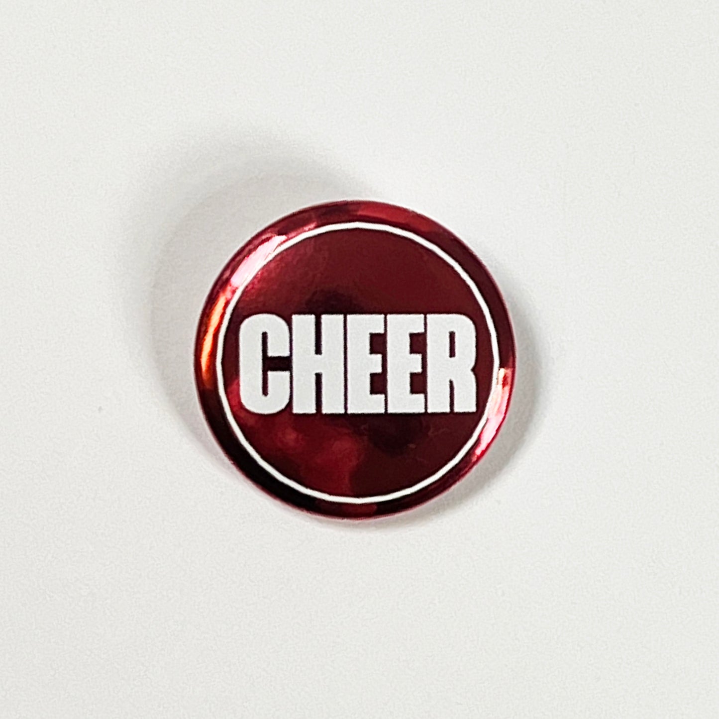 Button Cheer Inv Metallic Red