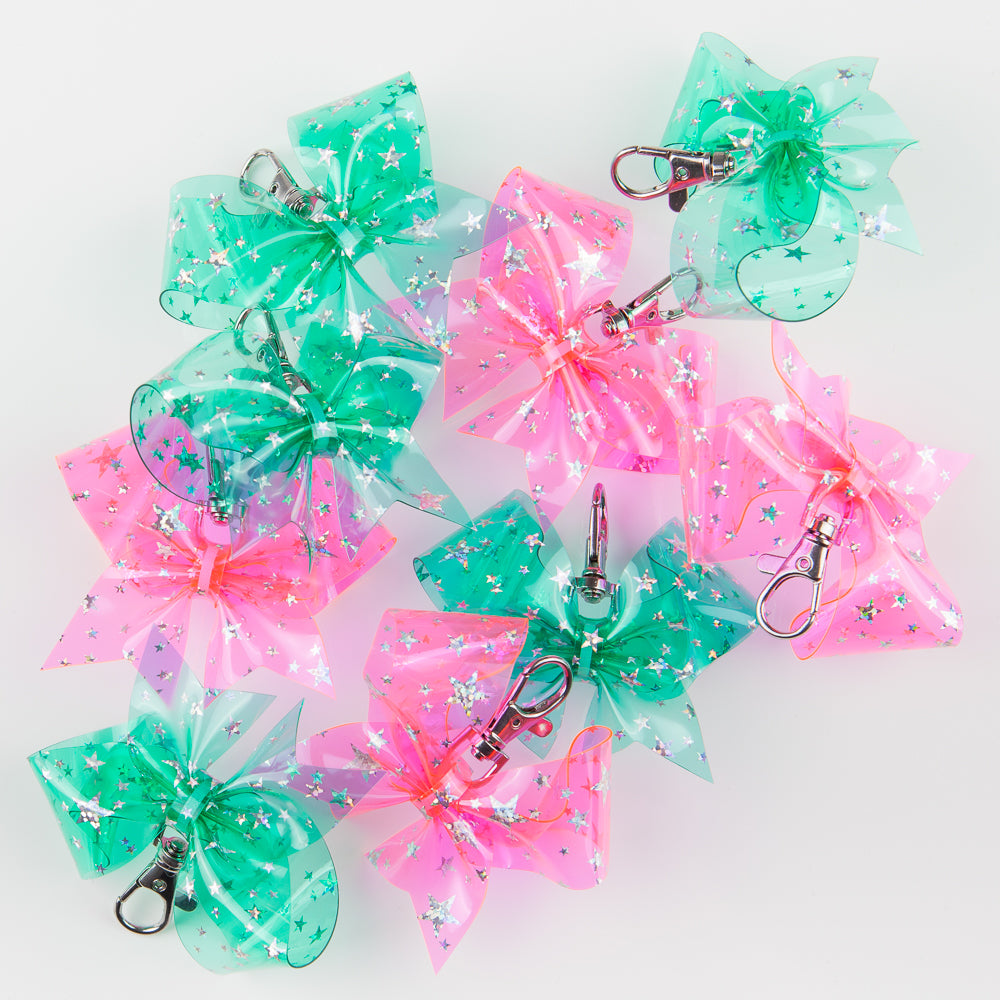 Nyckelring Bow Transparent Star Pink