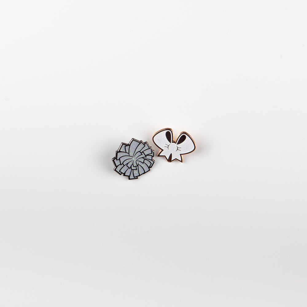 Pin Bow White glitter