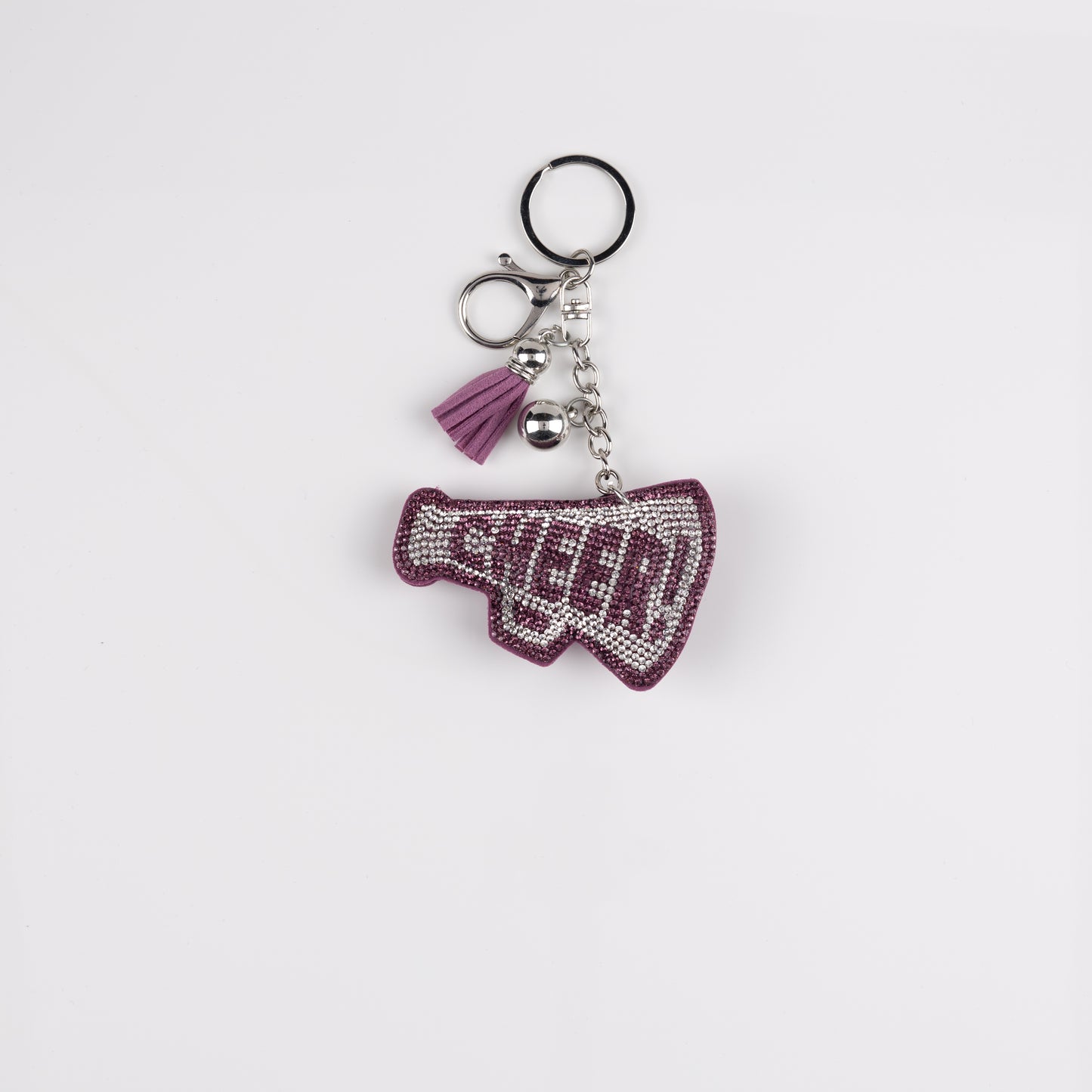 BAG CHARM MEGAPHONE PLUM/WHITE