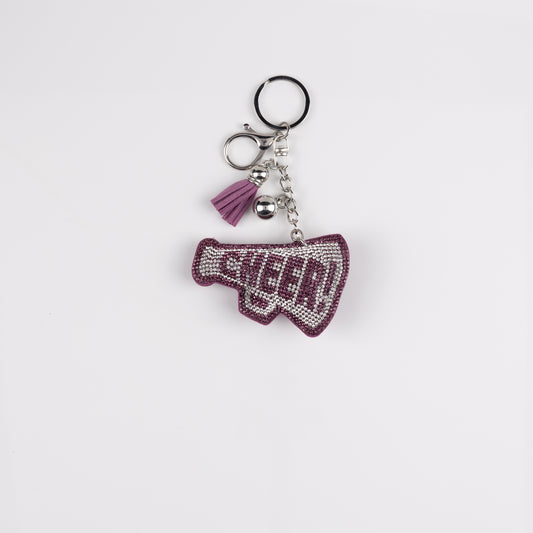 BAG CHARM MEGAPHONE PLUM/WHITE
