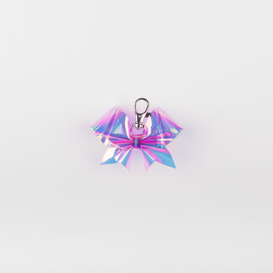 Nyckelring Bow Transparent Holo Pink