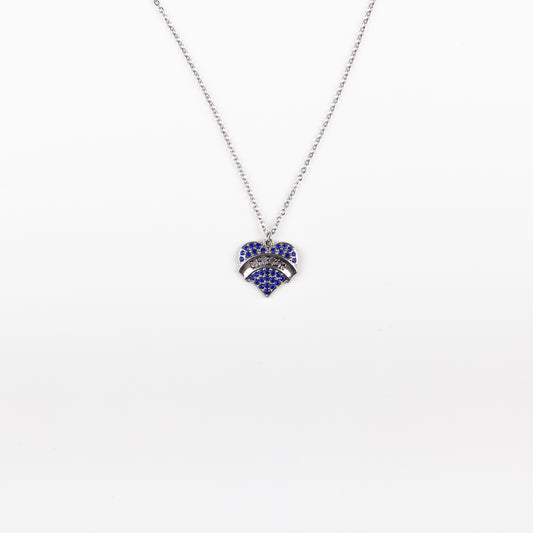 Necklace Heart Strass Blue