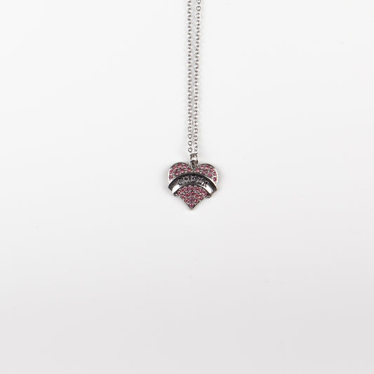 Necklace Heart Strass Pink